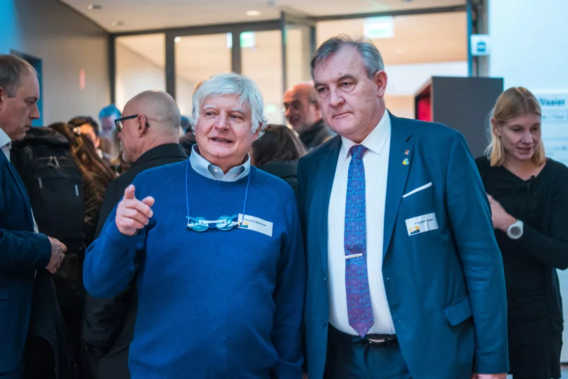 Rektor prof. Krzysztof Jóżwik w rozmowie z prof. Maurizio Marchese, członkiem ECIU University Board i prorektorem University of Trento
