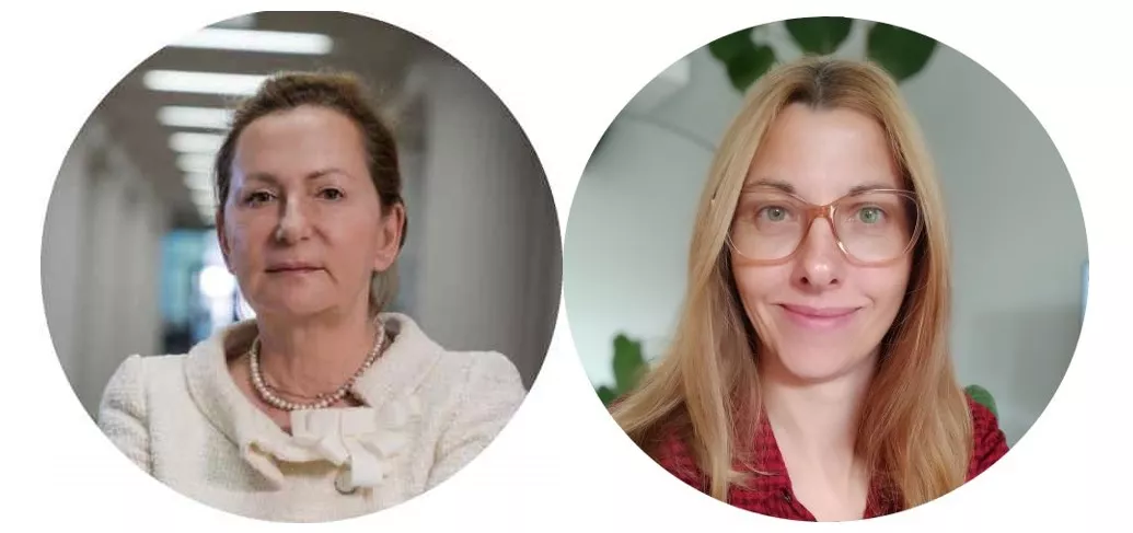 Twarze dwóch kobiet w owalnym konturze