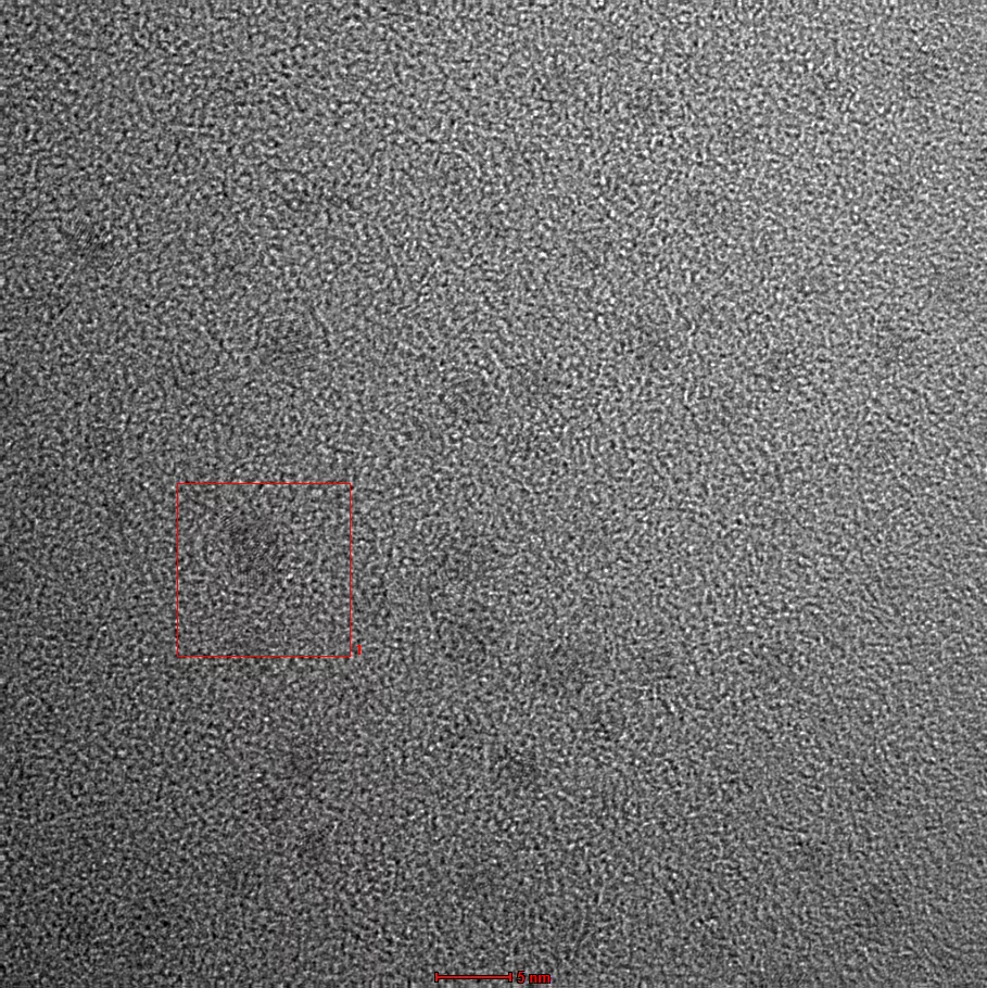 zdjęcie grafenowych kropek kwantowych z mikroskopii transmisyjnej TEM